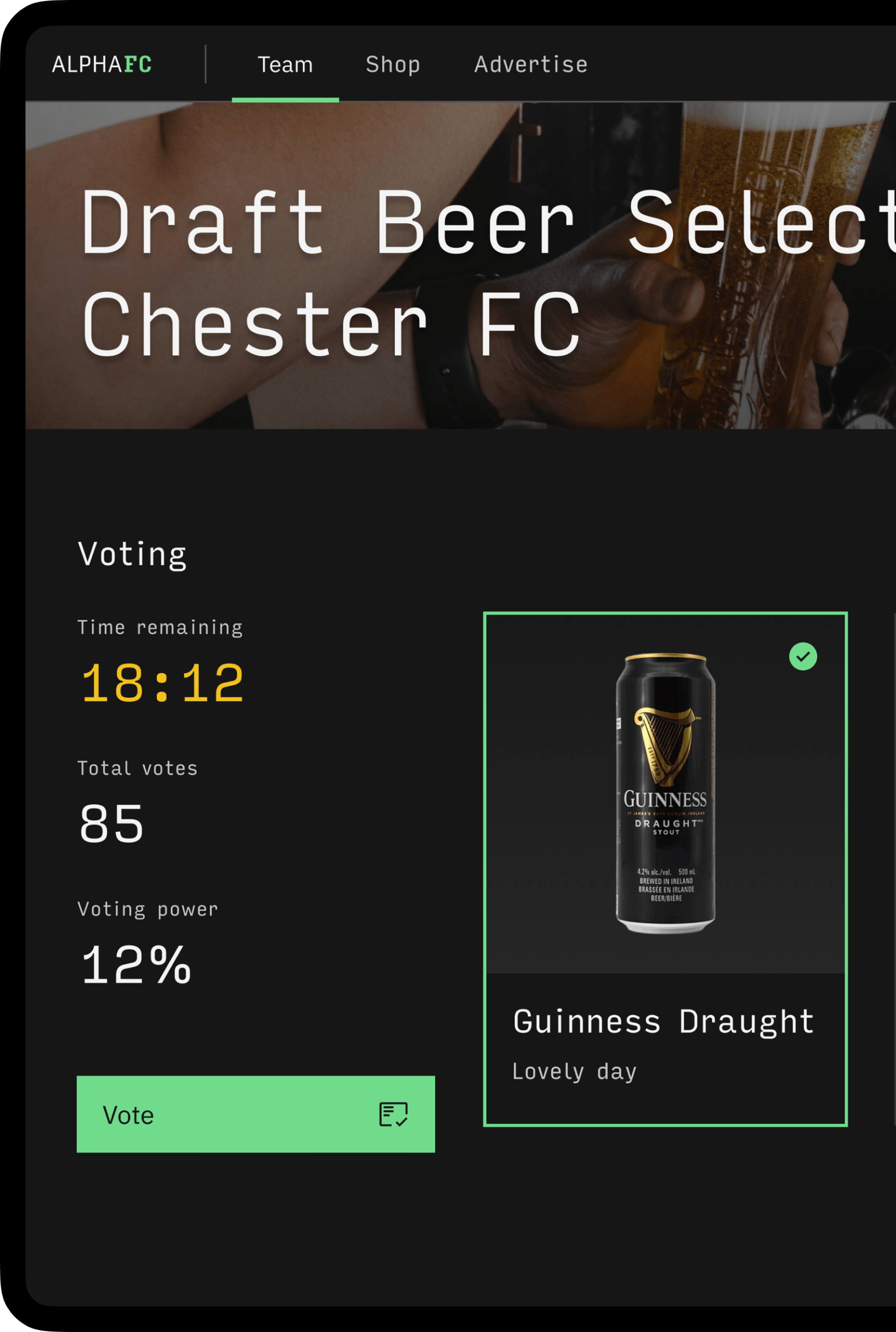 Draft Beer Selection Voting Interface